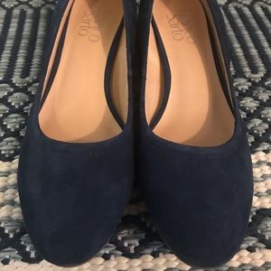Franco Sarto Blue Fausta Block Heel Suede Pump